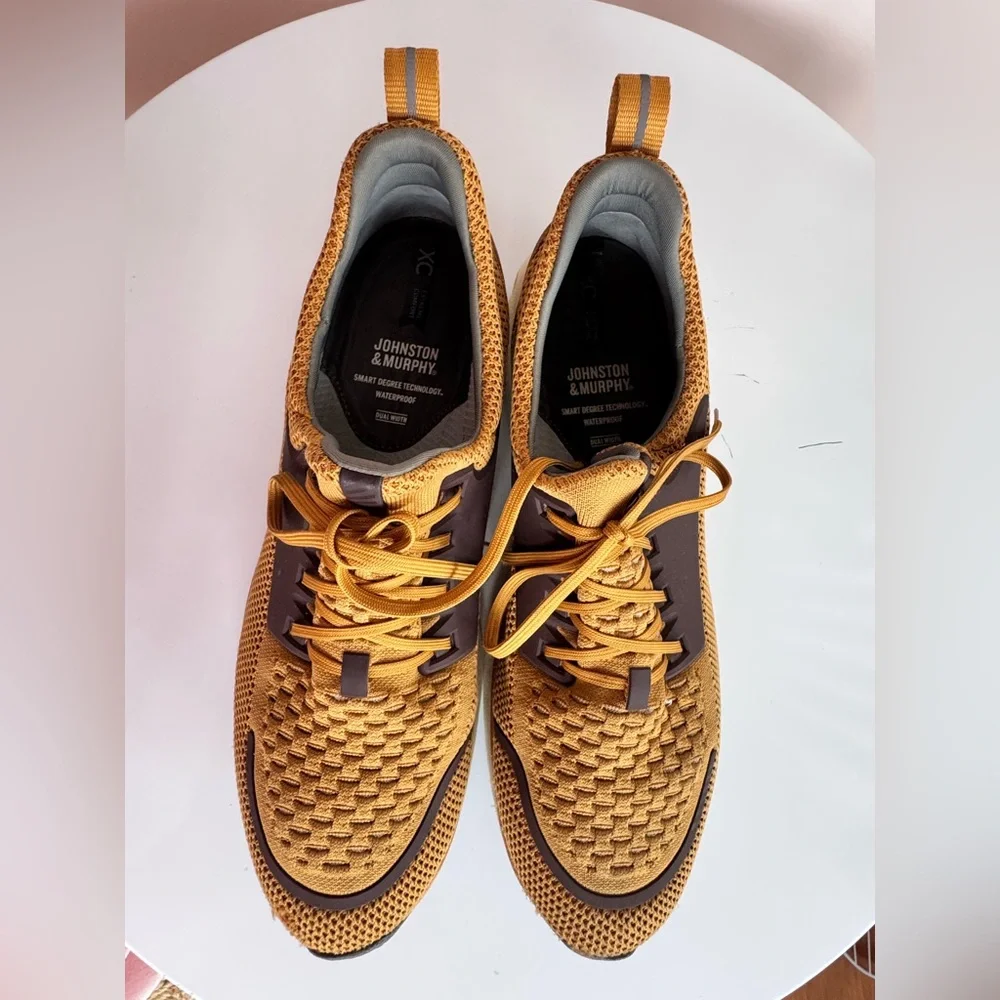 Johnston & Murphy XC4 TR1 Sport Hybrid Knit Waterproof Yellow Brown Sneakers 12